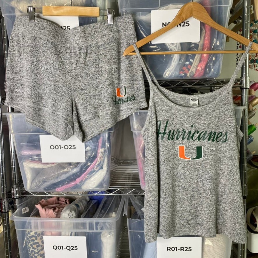 Concepts Sports UM Miami Hurricanes Canes Sleepwear PJs Set Heathered Gray Large